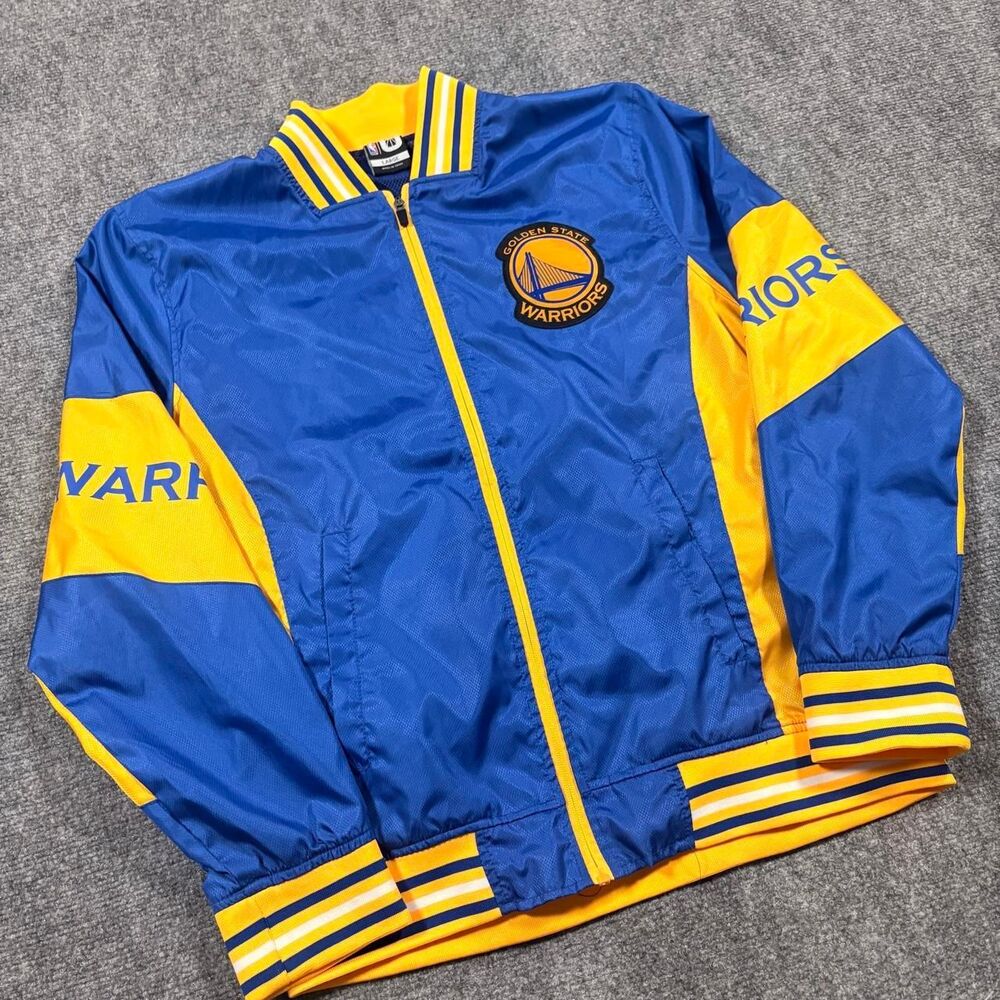golden state warriors full zip mesh lined windbreaker jacket
